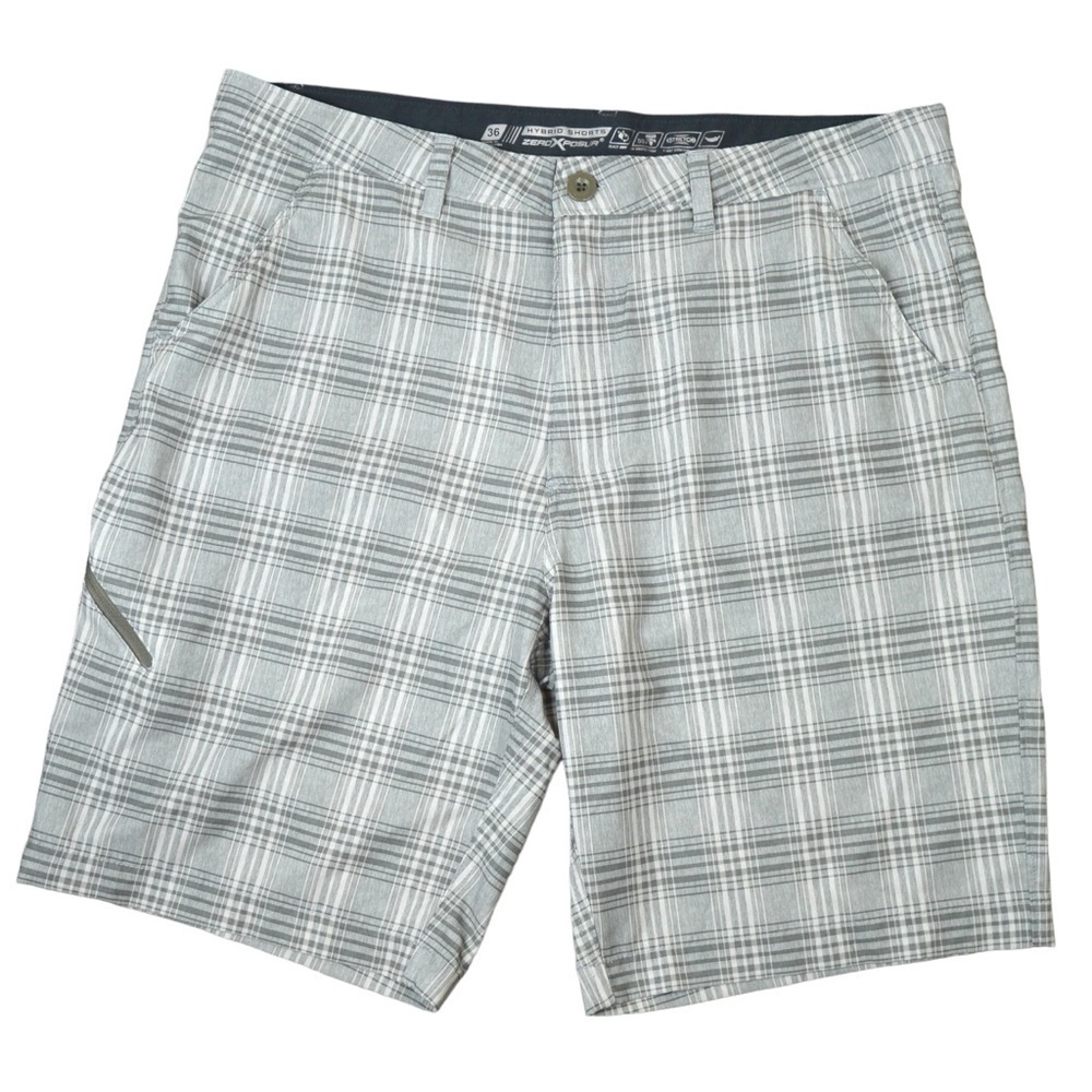 ZeroXposur Hybrid Men’s Shorts, Beige/Grey Plaid - Size 36‎